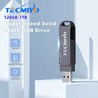 TECMIYO 128GB/256GB/512GB/1TB USB C Flash Drive (USB+Type C), External SSD Memory Stick Thumb Drive 400MB/s-560MB/s