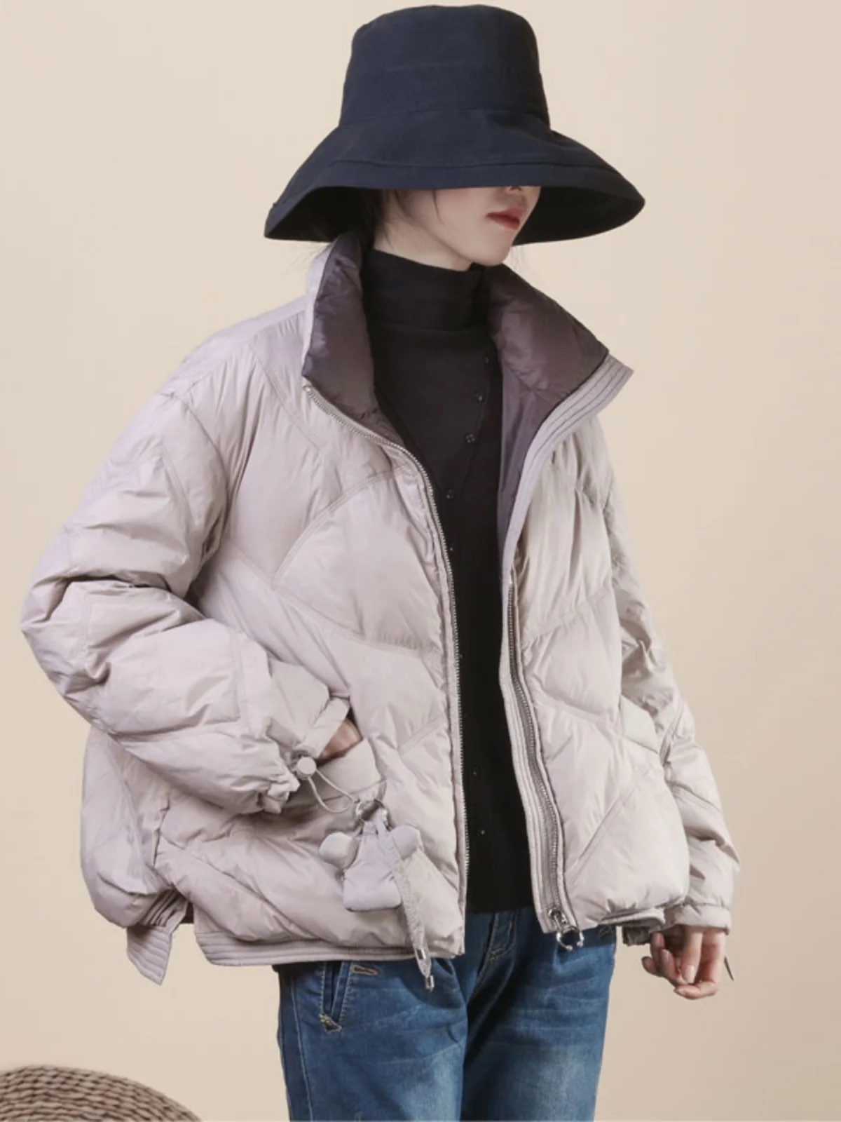 

Женское легкое пуховое пальто свободного покроя, белое пальто Du Feather Bread Sle, модная осенне-зимняя верхняя одежда