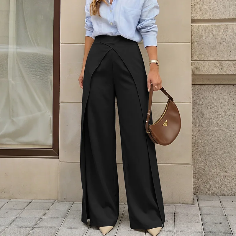 Striped Baggy Pants Women's Pants Autumn 2026 Elegant Pleated Wide Leg Oversized Trousers Ladies Fashion High Waist Pants