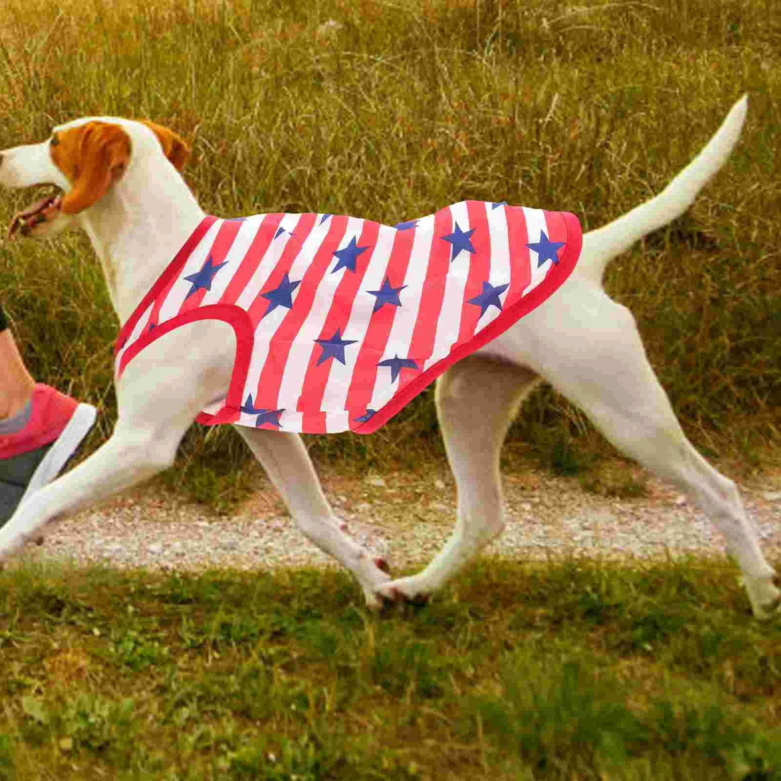 Clothes for Pets Dog Cat Supply American Vest Puppy Decorative Cooling Striped Household