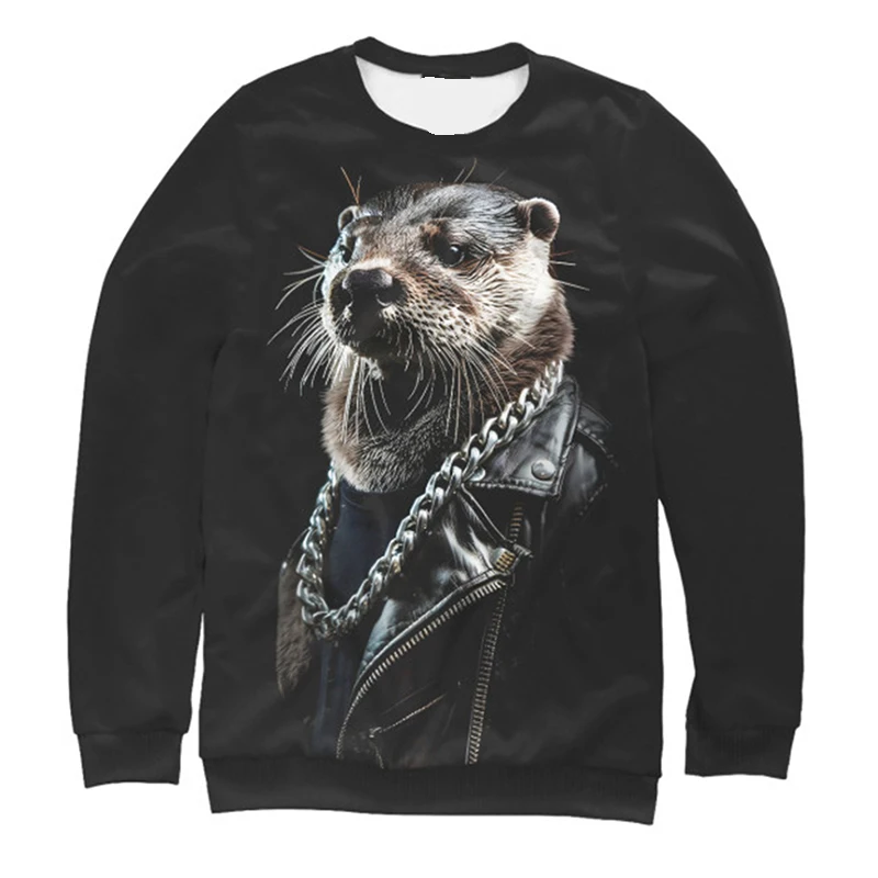Graffiti Design Capybara Sweatshirt For Men Japanese Bushido Harajuku Casual Sweatshirt Cute Otter Graphic Oversized Sports Top