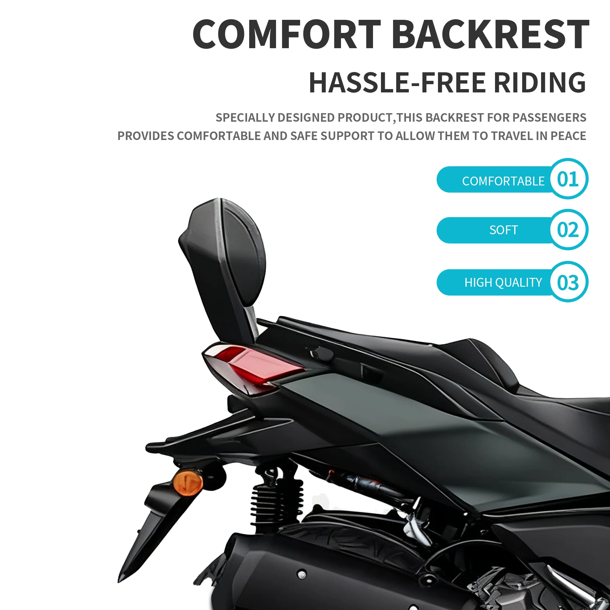 يصلح ل 2023 - 2025 XMAX 125 X-MAX 300 XMAX125 2024 XMAX300 مسند الظهر للدراجات النارية تعديل الرف الخلفي مسند الظهر وسادة مقعد قوس #5