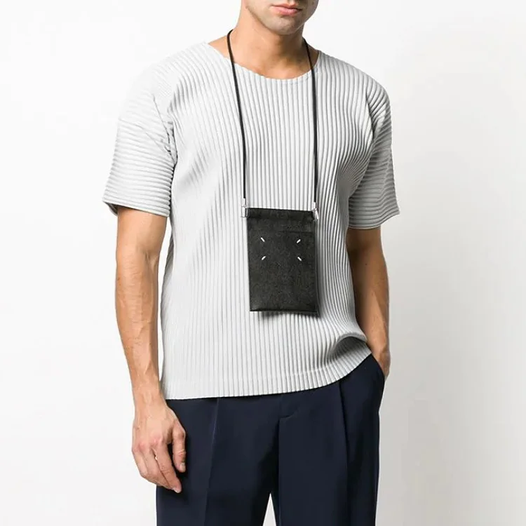 

Повседневная свободная футболка с круглым вырезом и коротким рукавом для мужчин, модная, IMIDAZON JK020, плиссированная, домашняя, удобная, универсальная, базовая, летняя