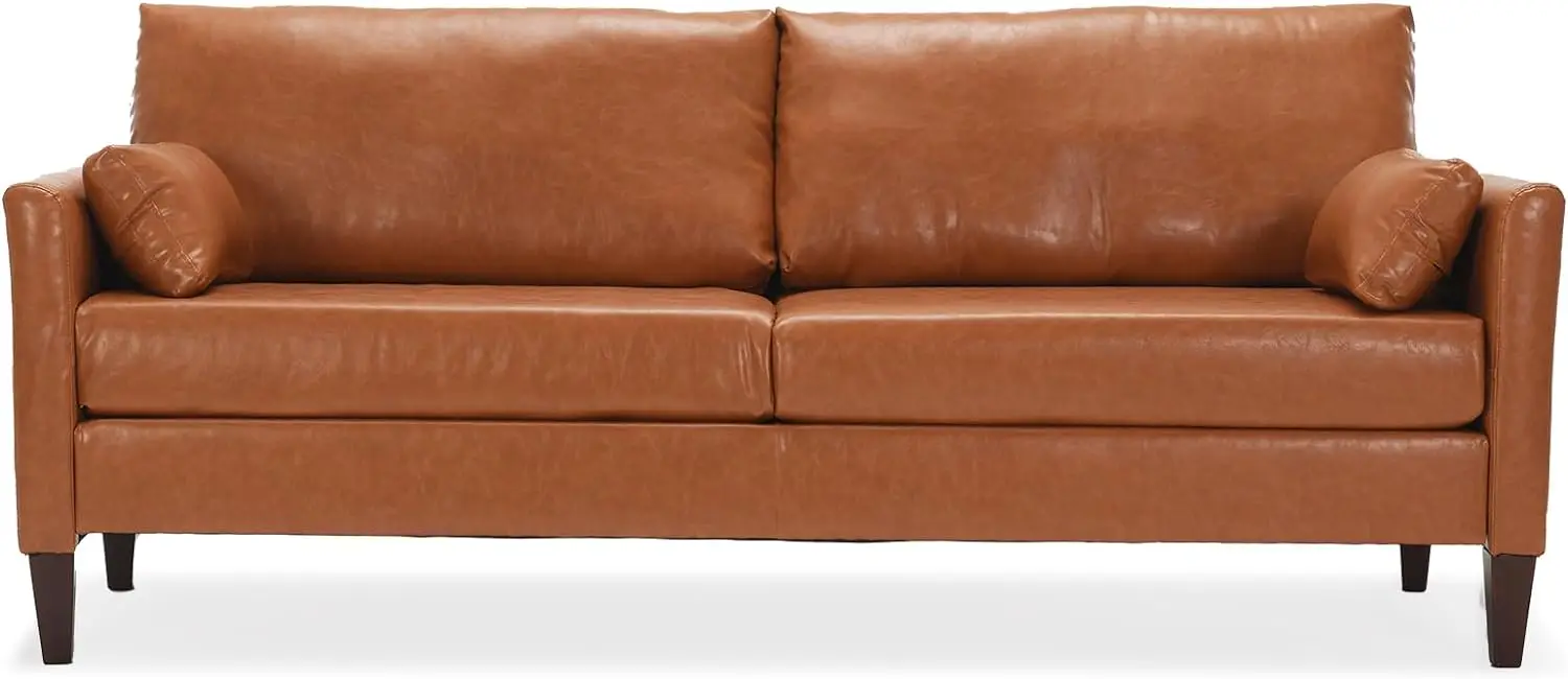 

STARY 78 Inch Faux Leather Comfy Couch with Padded Cushions for Living Room Sofas