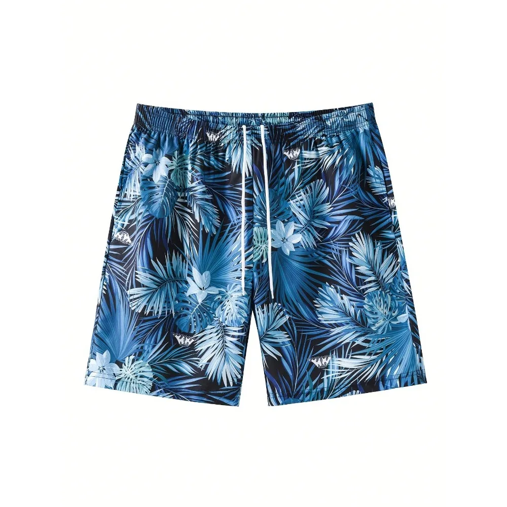 

Plus Size Plus Size Beach Shorts Tropical Leaf Print Summer Loose Comfortable All-Match Outerwear Casual ShortsMen'S, Boys', Men'S Plus Size, Full Size Beach Pants