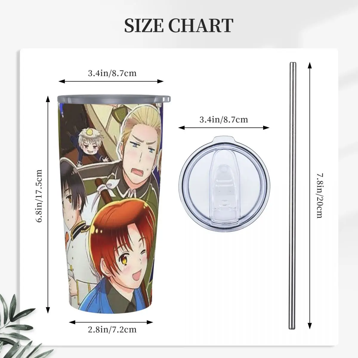 Hetalia Group World Stars Stainless Steel Tumbler Vacuum Insulated Mug Thermal Cold Cups Straws With Lid 20oz