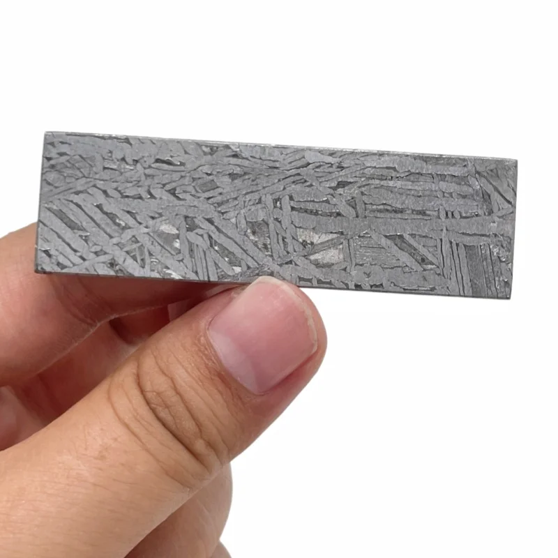 Muonionalusta Iron Meteorite Rectangle Slice Etched Widmanstätten Pattern Space Mineral Specimen Collection