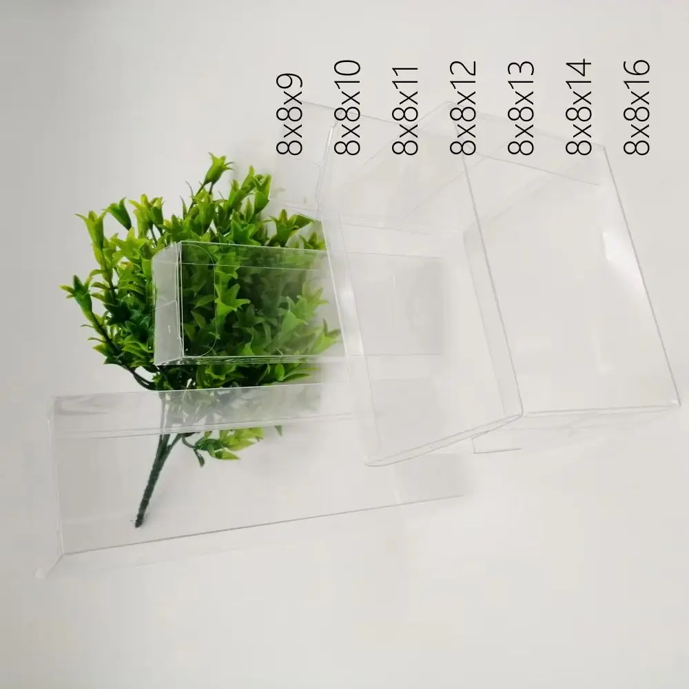 

50pcs 8x8xH Pvc Plastic Box Storage Transparent Boxes Jewelry Gift Box Wedding/Christmas/Candy/Party For Gift Packing Boxes Diy