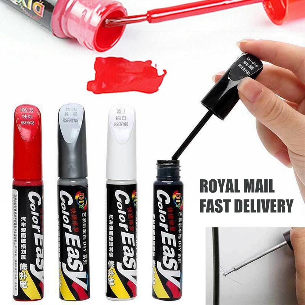 Car Scratch and chipping paint, paint with brush, black paint, white, red, silver, corrector