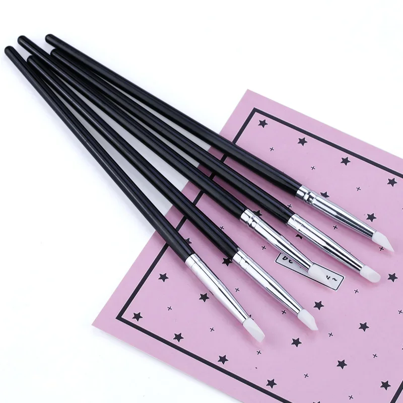 네일 아트 DIY 엠보싱 속이 빈 실리콘 네일 도자기 조각 조형 도구 브러쉬 UV 젤용 5개입 실리콘 모델링 브러쉬