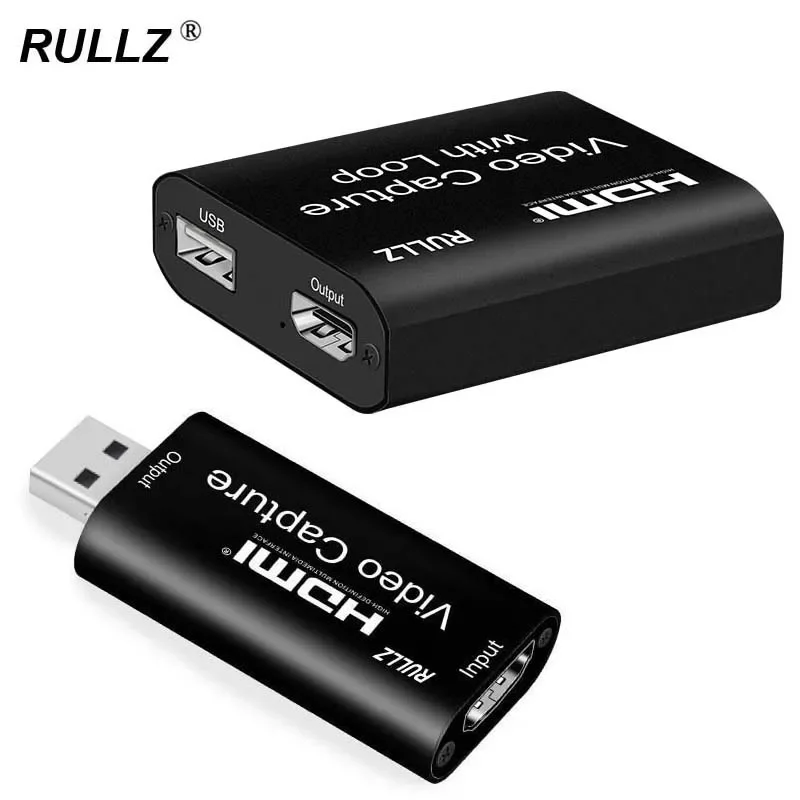 

USB 2.0 Mini 4K to 1080p HDMI Video Capture Card with Audio Microphone In for PS3 PS4 PC Live Streaming Plate Game Recording Box