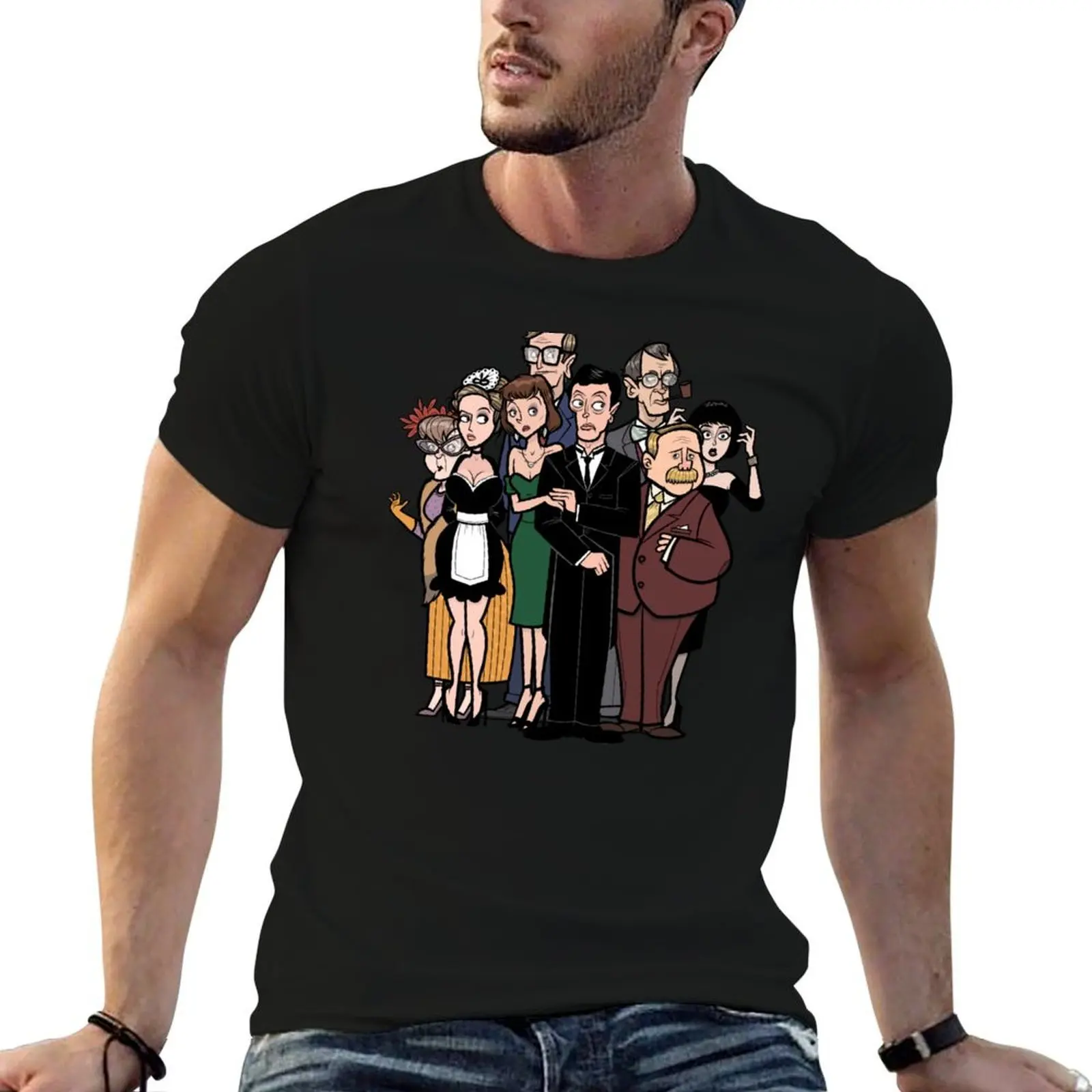 T-shirt à manches courtes léger et athlétique avec personnages de dessins animés du film Clue