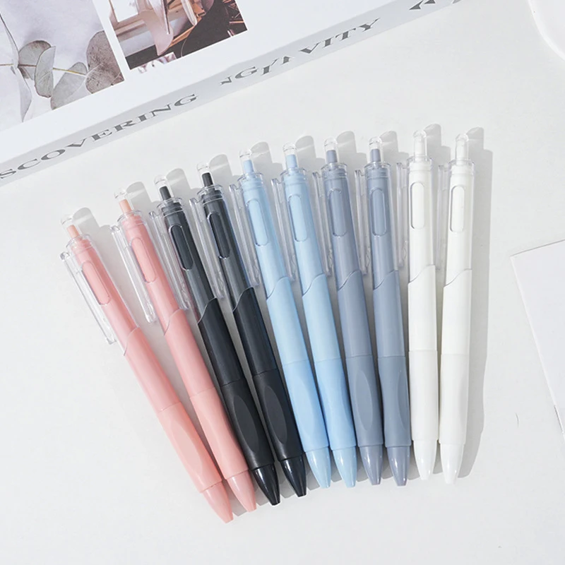 2Pcs Fashion Morandi Press Gel Pens Solid Color 0.5mm Neutral Pen For Writing School Office Supplies Student Stationery Gift