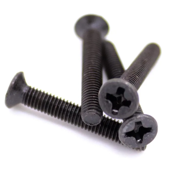 50pcs M1 M1.2 M1.4 M1.6 M2 M2.5 M3 M3.5 M4 Gb819 Mini Small Black Carbon Steel Phillips Flat Countersunk Screw Bolt