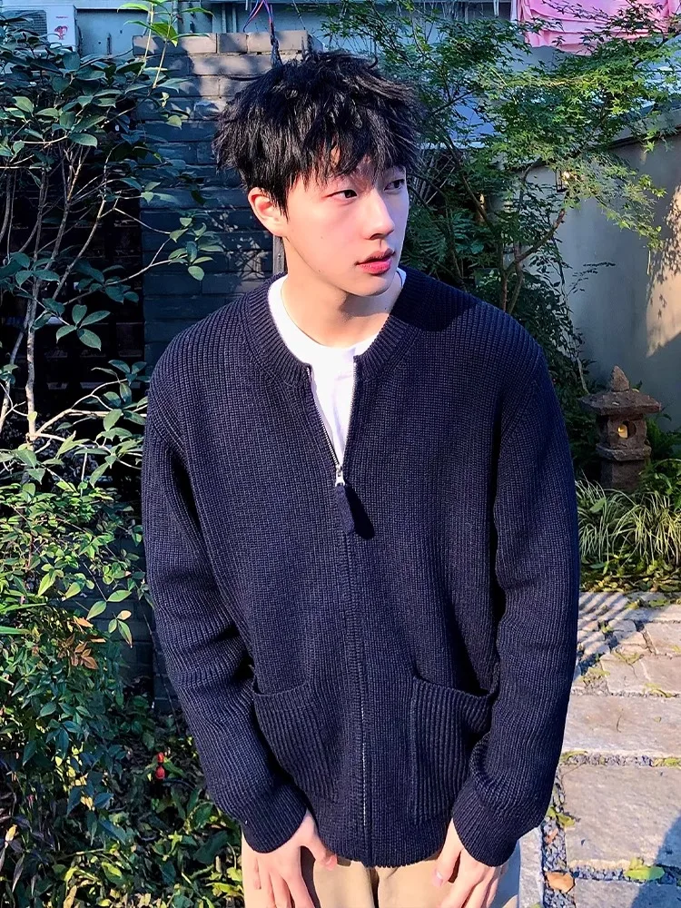 

Cleanfit k Blue Open Cardigan Sweater Men's Autumn Winter Korean Sle Lazy Cool Knitted Outerwear Loose Fit V-Ne