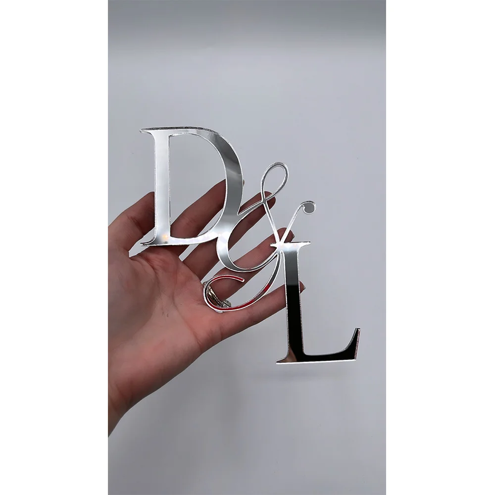 Custom Cake Decoration - 1PC Personalized PMMA Metallic Shine Textured Letter Laser Engraved DIY Accessory for Birthdays, Partie image 5
