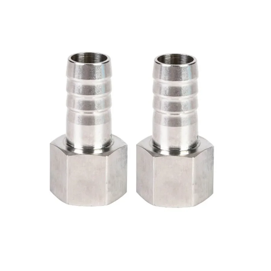 304 Stainless Steel High Pressure Female Thread Hexagon Barb Joint 1/8 1/4 3/8 1/2 BSP To 6 8 10 12mm Hose Barb Coupler Adapter