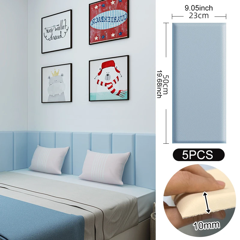 5 Stück/Set 3D Wandaufkleber Kinder Anti-Kollisions-Lederwandpaneele Selbstklebende Weiche Tapeten Abziehen und Aufkleben Kopfteil-Deko – Detail 7