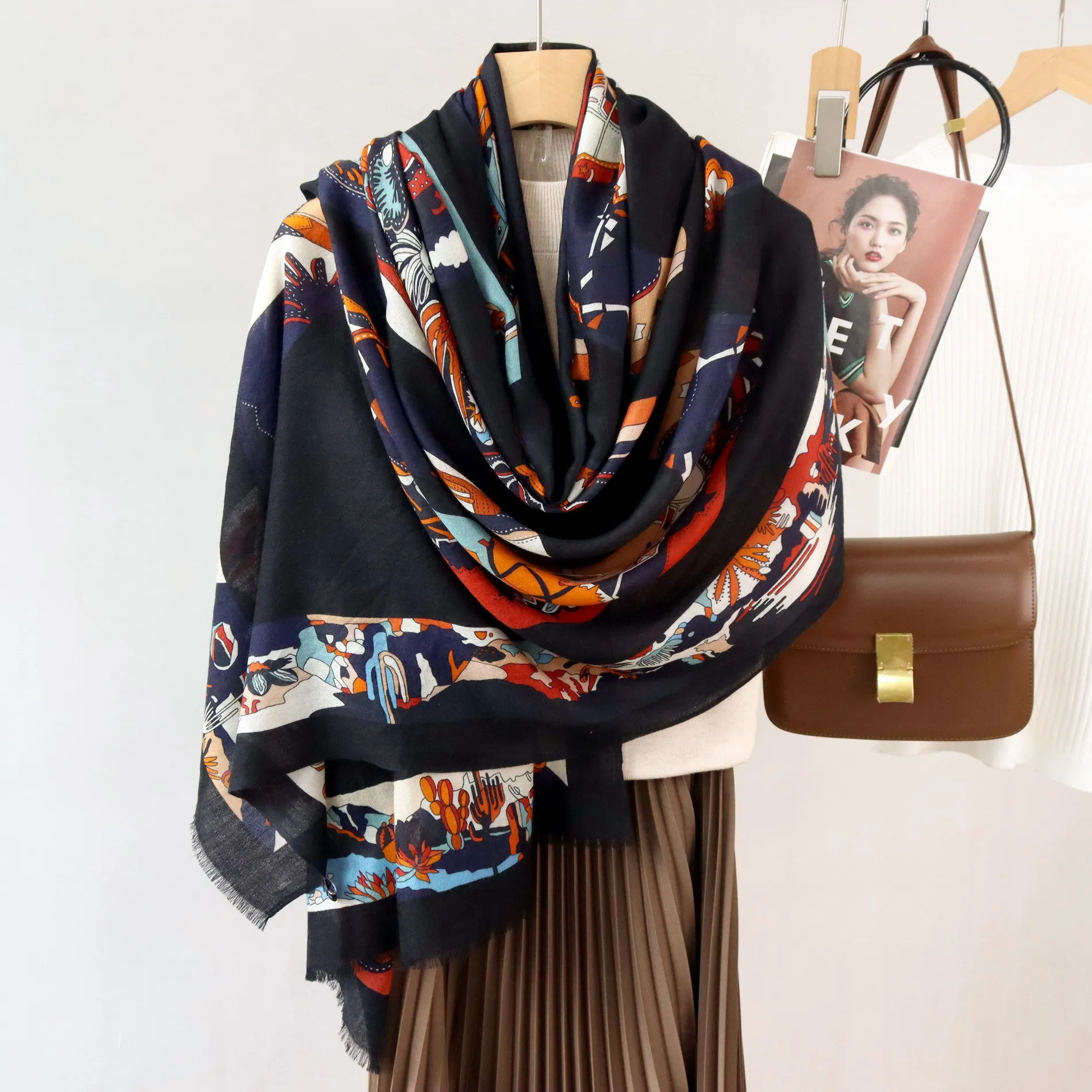 

200 100CM Tassels Cashmere Shawls Luxury Designers Scarf Stole Women Large Pashmina Winter Clothing Hair Accessories Lover Gift