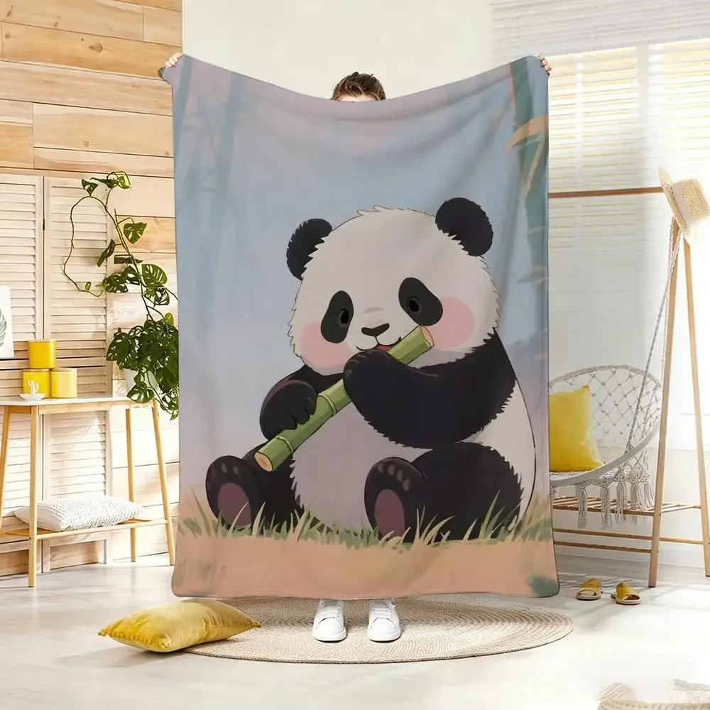 Cute Cartoon Calming Anima Giant Panda Throw Lightweight  Flannel Blanket Soft Skin-friendly for Summer Cooling