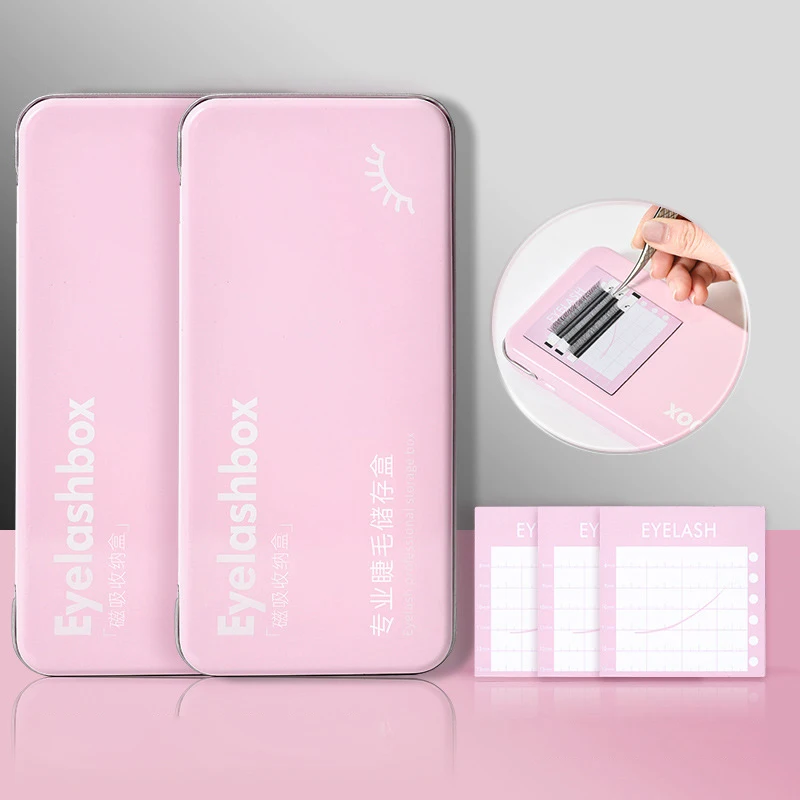 Empty Magnetic False Eyelash Storage Box With 6 Diskettes Travel Lash Holder Case