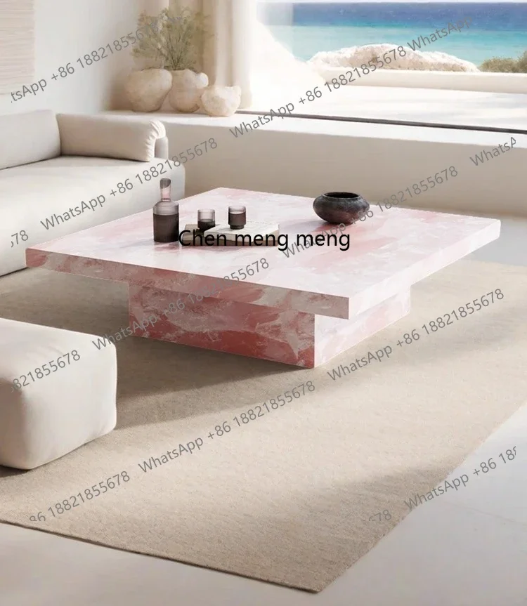 

cc182Italian pink jade marble luxury stone slate jade square living room coffee table tea table