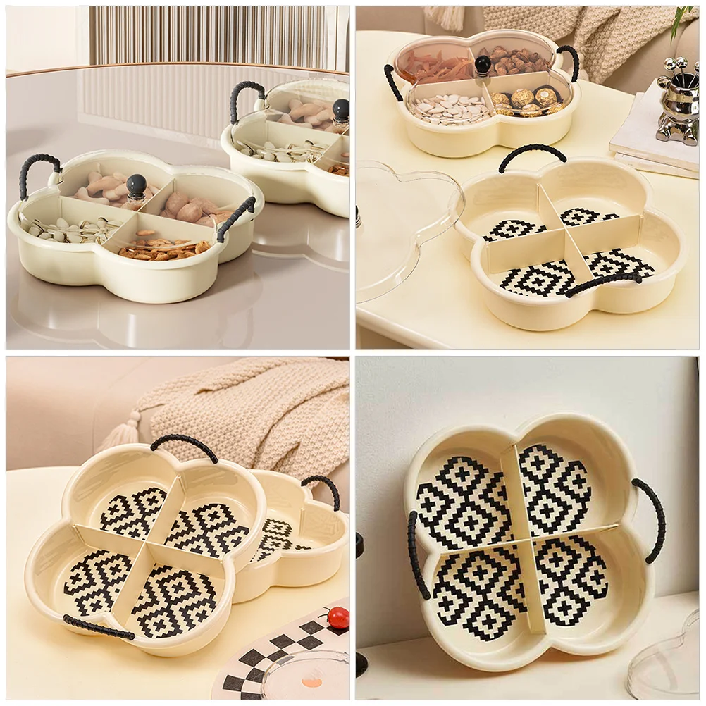 

Snack Tray Large Divided Food Storage Dish Portable Plastic Serving Tray For Dried Fruits Candies Desserts Coffee Table