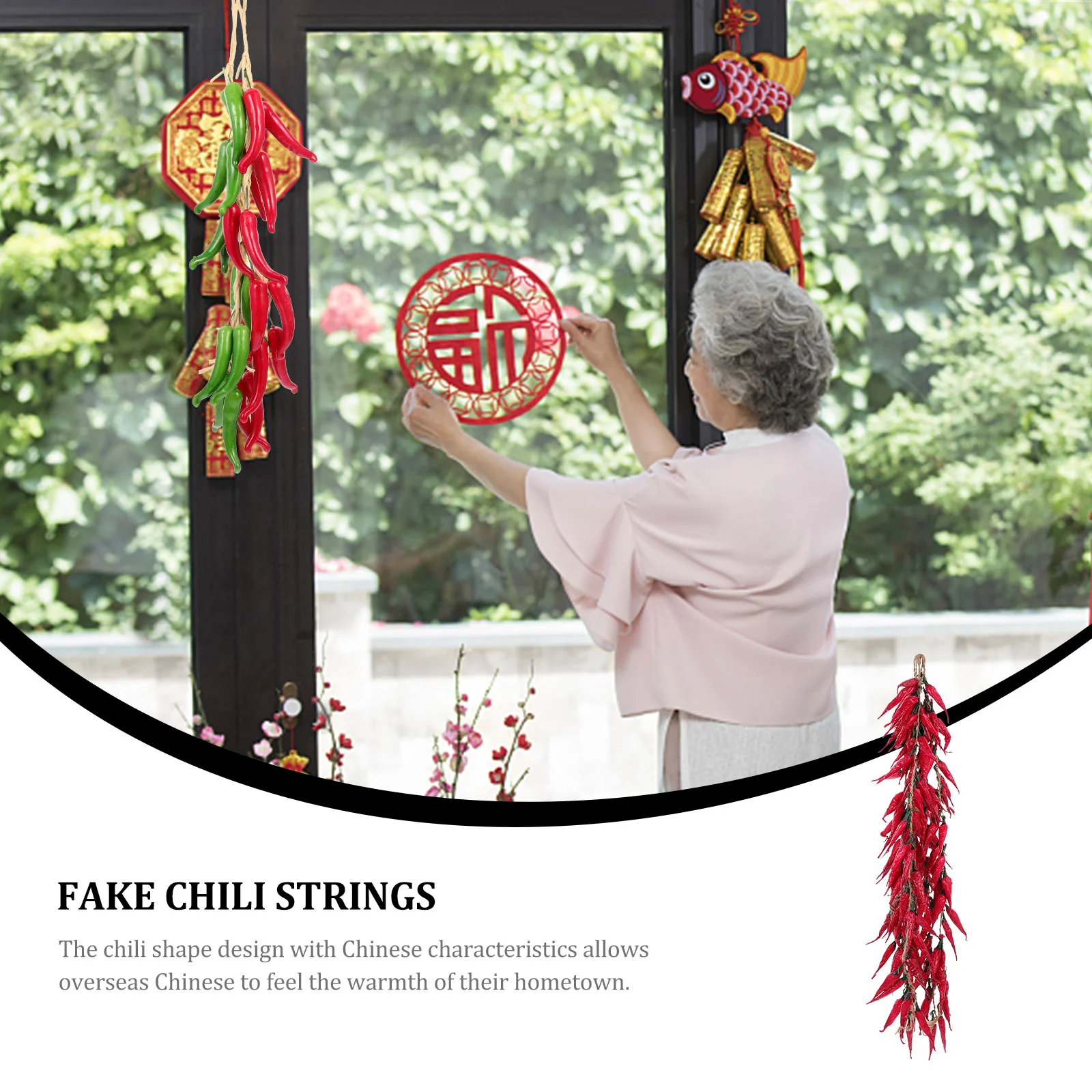 5 Pcs Chili Pepper Model Decoration Ristra Red Garland Table Hanging Fake Window