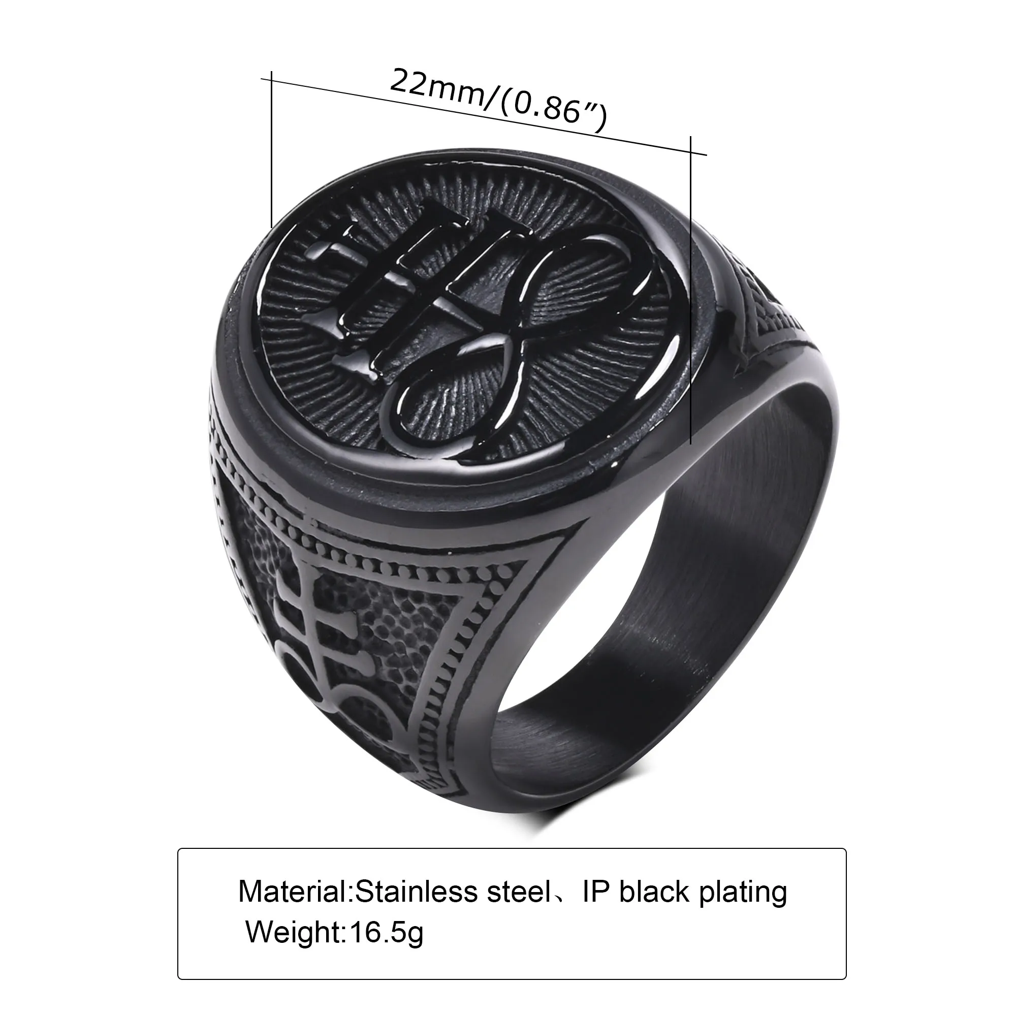 Vnox Sigil of Lucifer Rings Men Boys Talisman Amulet Gift Jewelry,Black Stainless Steel Satan Demon Devil Symbol Signet Ring