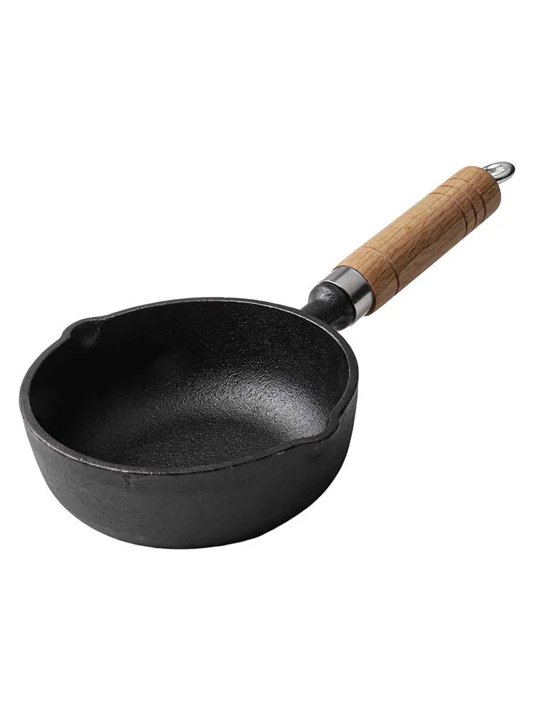 Black Portable Cast Iron Pan Easy To Clean Even Heat Distribution High Temperature Resistance Natural Seasoning