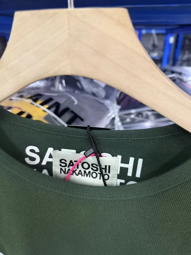 27ss  Vintage Washed Dark Green Thermal Long Sleeve Nail Bead Satoshi Sweatshirts Men Women Loose Waffle Tshirts Street Outfit
