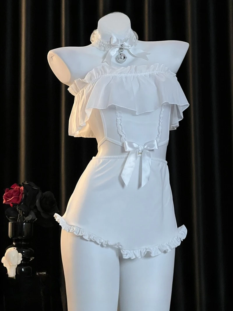 

Sexy and Pure White Mesh Belly Band,Fun Underwear,Seductive Nightgown,Cute and Playful Girl,Perfect for Intimate Evenings