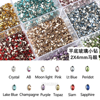 2x4mm Flat Back Horse Eye Mini Nail Art Rhinestones 12Color Glass Crystals For DIY Manicure Decoration Diamond 100Pcs