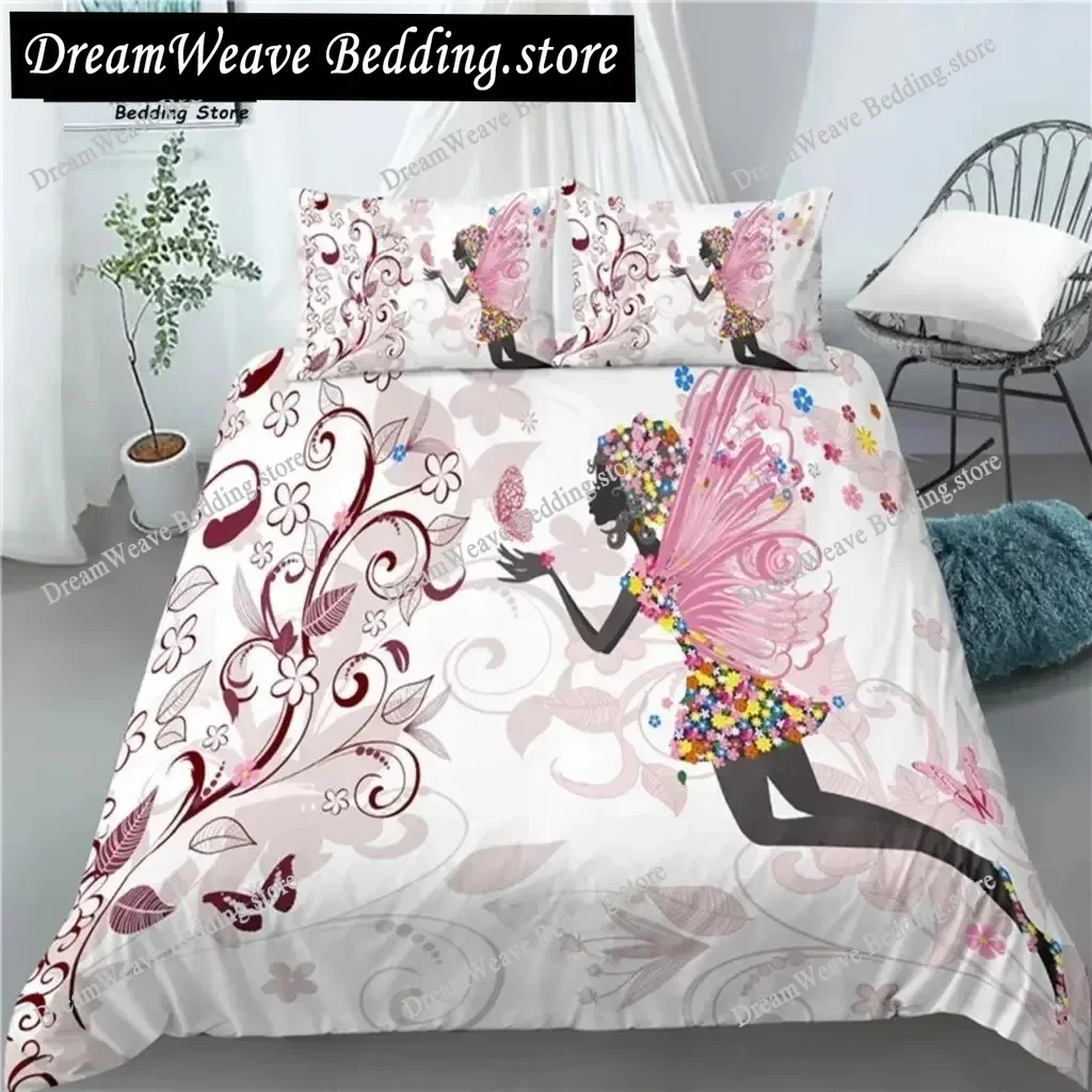 Home Living Luxury 3D Butterfly Girl Print Bedding Set Comfortable EUUSAU Size Home Textileextile Luxury GiftFQH