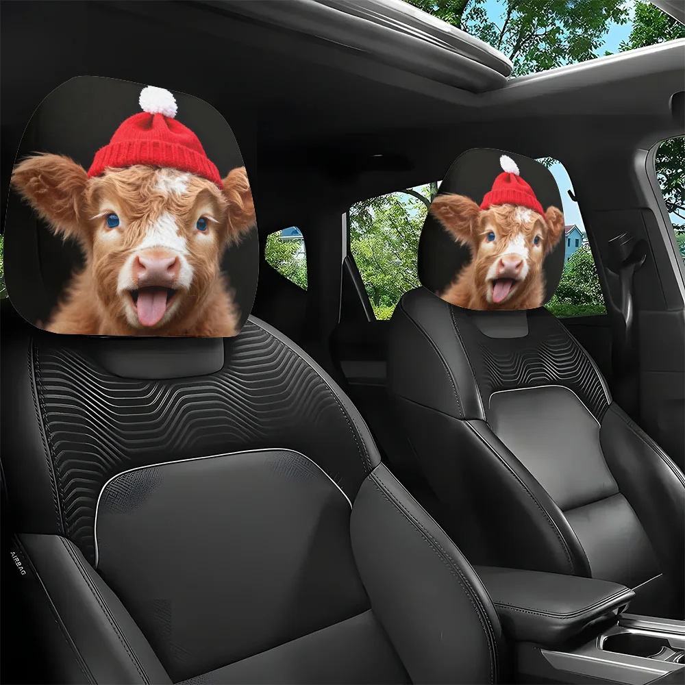 Ensemble de 2 housses de tête de lit à imprimé chien mignon avec chapeau rouge de Noël, décoration intérieure créative, sans matériau de rembourrage, facile à installer