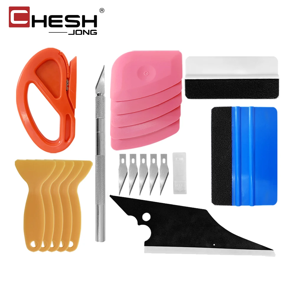 Application Tools Kit Squeegee Vinyl Film Felt Scraper Knife Heat-shrink Tubing Wrapping Kit Insulation Nano Double Sided Tape