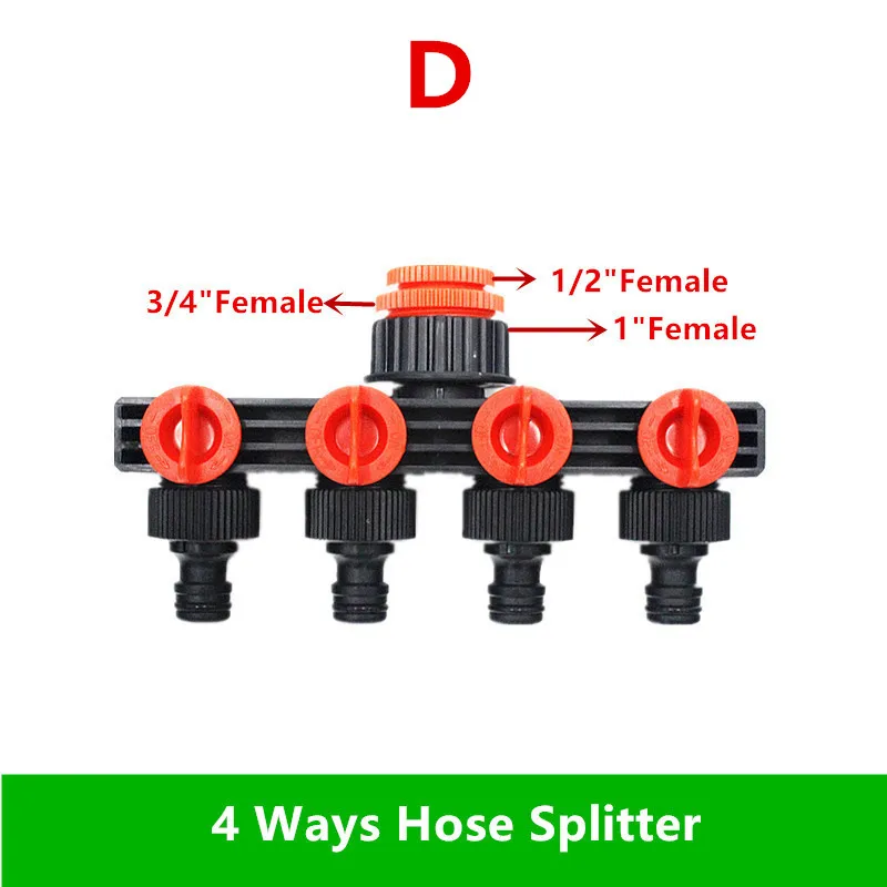Divisor de manguera de latón de 4 vías, separador de agua con conexión tipo Y, pistola de riego automática para jardín