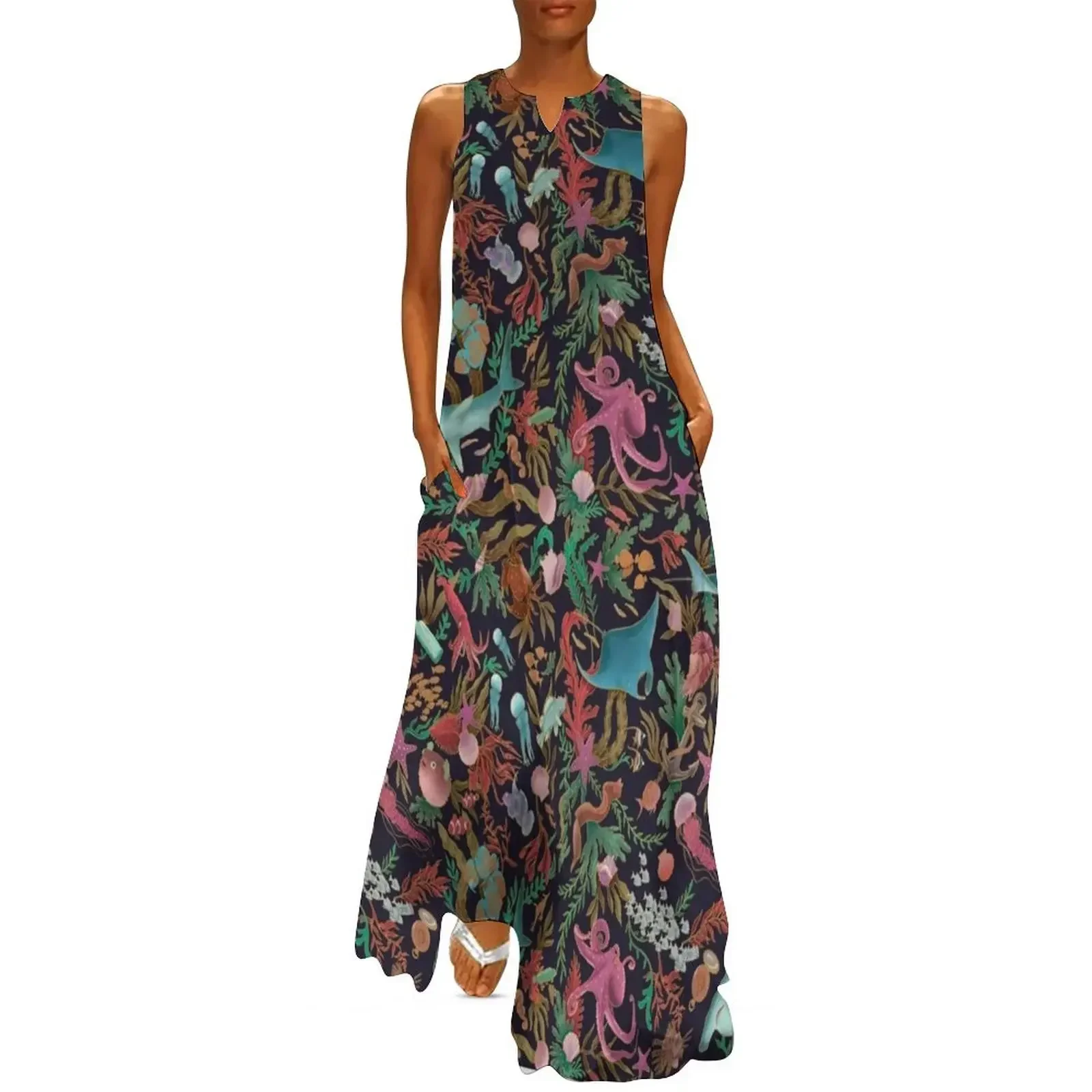 

Ocean Pattern - Marine Floral & Animals Long Dress dresses for special events Woman fashion Women's skirt Dress