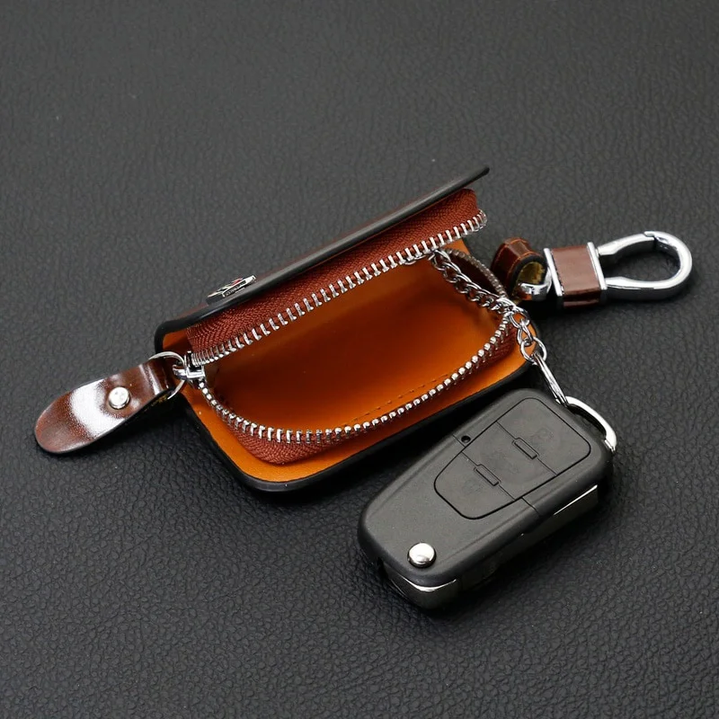 Uniwersalny skórzany VIP Smart Flip Remote Car Key Fob Shell Case Cover Holder Chain Bag Keychain Wallet Pouch Organizer Motorcycle — zdjęcie 6