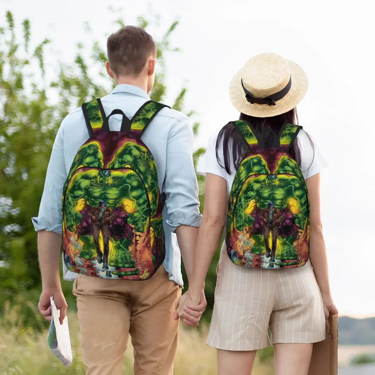 Mondo personalizzato Zaino in tela Hulk per uomo donna borsa da scuola universitaria impermeabile stampa Bookbags