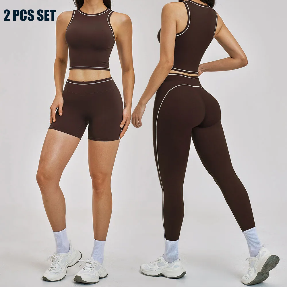 2 Piece Yoga Set Women's Tracksuit Shockproof Workout Clothes Gym Clothes Female Gym Push Up Set High Waist Leggings Yoga Suit