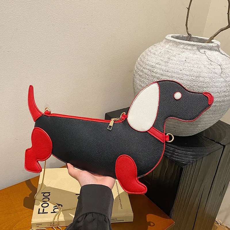 

Cartoon Dog Design Shoulder Bag for Women's PU Leather Crossbody Bags with Chain Personalized Zipper Evening Party Purse Satchel