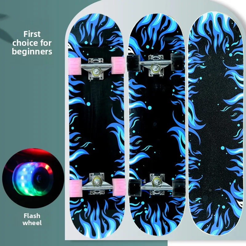 

Kids Skateboard Aluminum Carbon Alloy Portable Complete Beginner Street Fiber Deck Pro Longboard Downhill All-Terrain Wooden