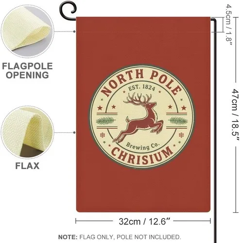 North Pole Brewing Co. Reindeer Garden Flag Double Sided Small, 12x18 Inch XXQ