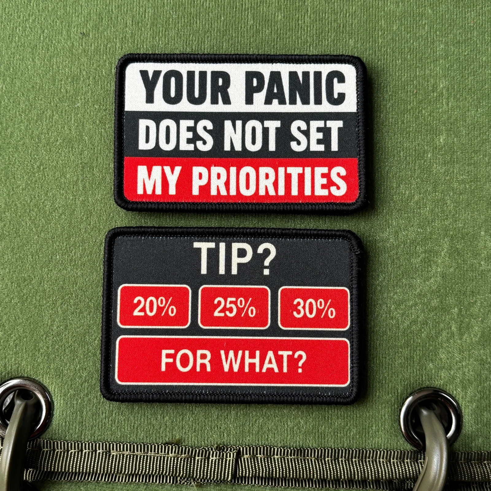 1PC/2PCS Funny Saying Printed Meme Patch Tip For What Your Panic Humor Emblem Hook And Loop Fastener for Backpack Jacket