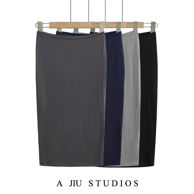 

Уличная юбка с высокой талией, облегающая юбка, женская ранняя осень, универсальная противолегкая двухслойная юбка с запахом