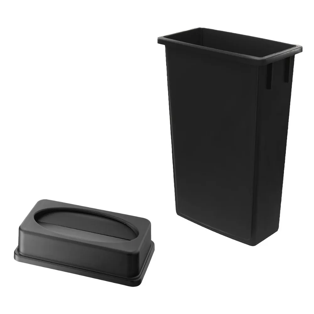 

Heavy-Duty Trash Can with Swing Lid, Slim Rectangular Garbage Can, Commercial Recycle Container, Durable Plastic Waste