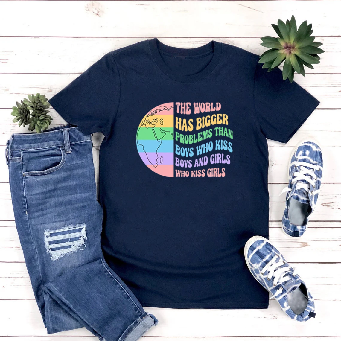 The World Has Bigger Problems Than Boys Who Kiss Boys and Girls T-Shirt Gay Rights T Shirt Equality T-shirt LGBTQ Tops Pride Tee