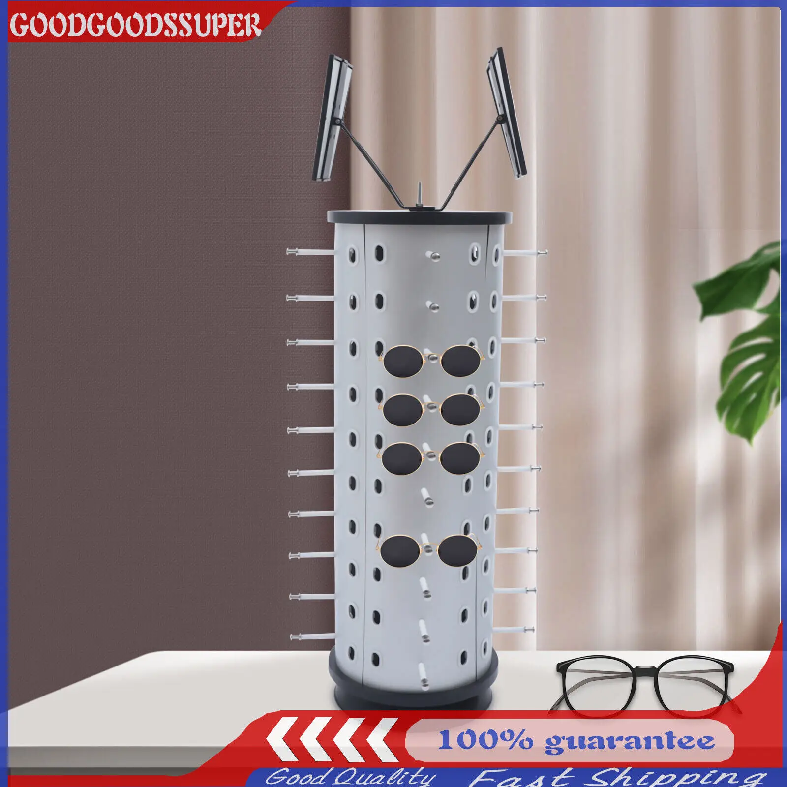 

40 Pairs Glasses Rack Holder Sunglasses Display Stand with Mirror 360 Rotating