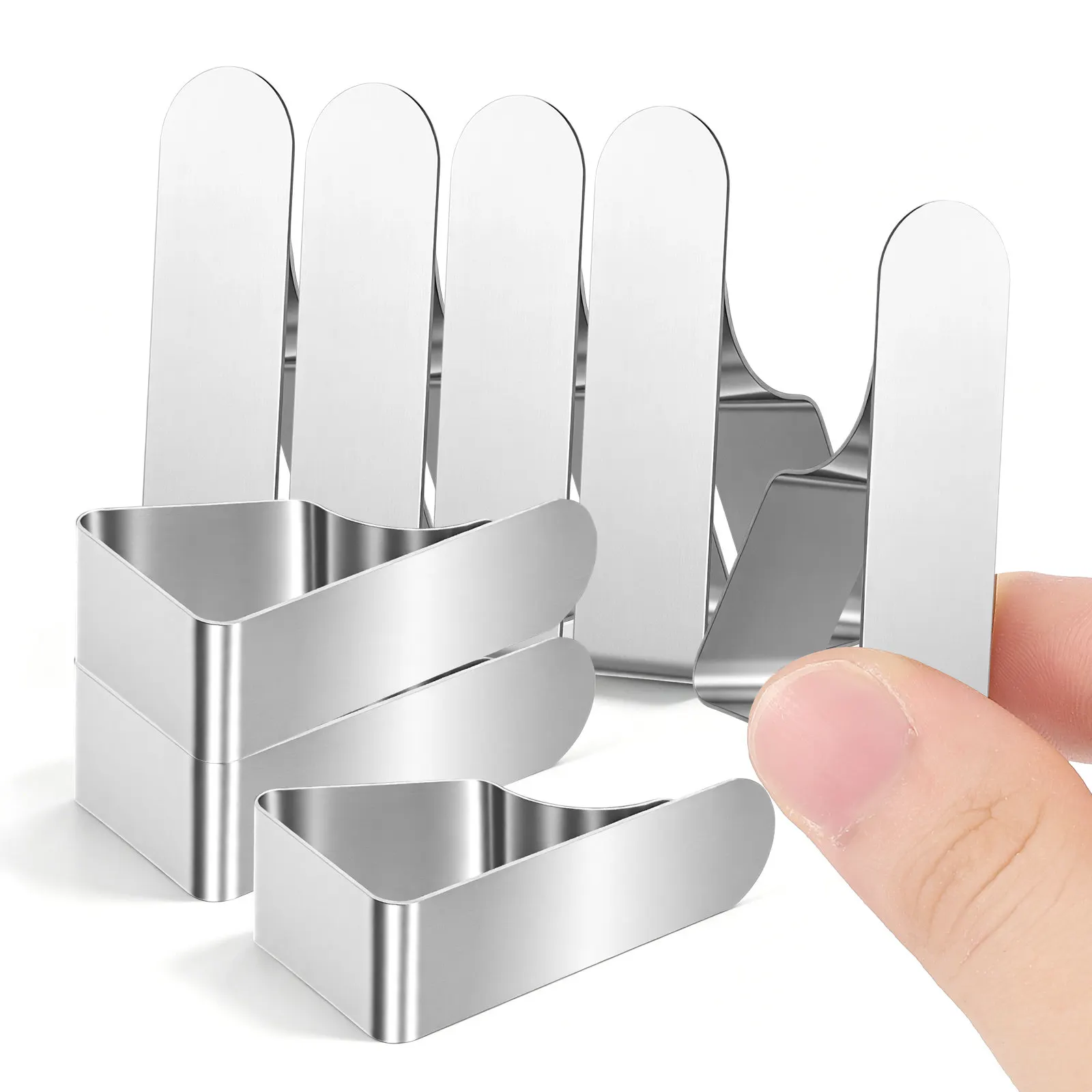 8Pcs Trapezoid Tablecloth Securing Clips Stainless Steel One-Piece Weather-Resistant Table Skirt Anchors for Outdoor Picnic